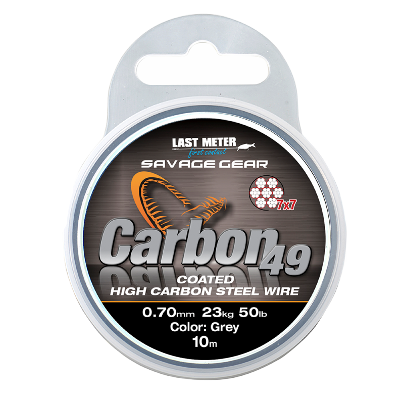 Carbon49 Steelwire 10m 0.70mm Coated Grey - Savage Gear