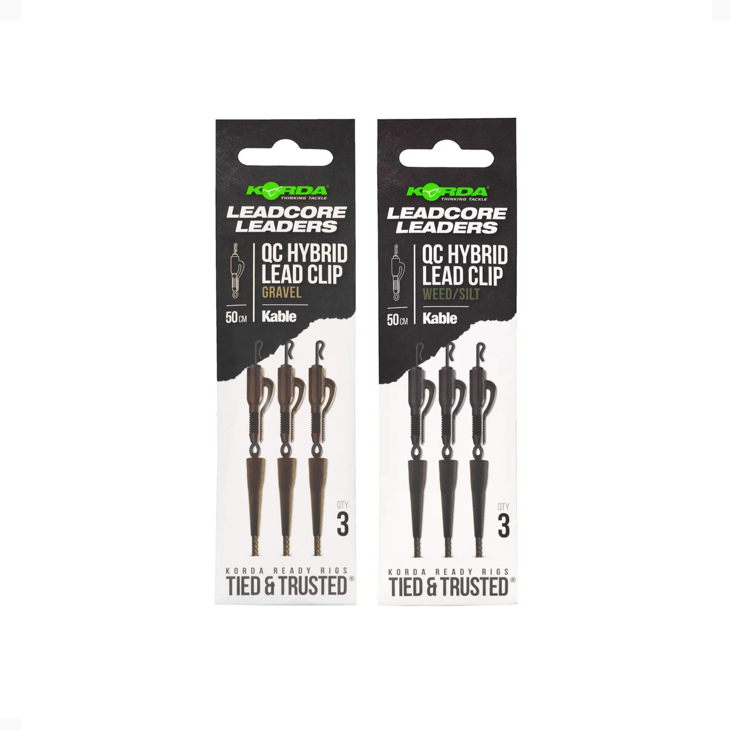 Kable Leadcore Leader Hybrid Lead Clip QC Swivel Weed - Korda